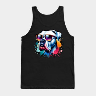 Watercolor Dogo Argentino Wearing Sunglasses Tank Top